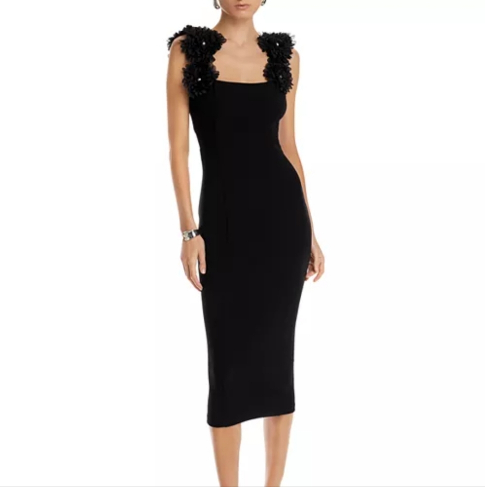 Elliatt  Gabby Black Floral Embellished Midi Dress